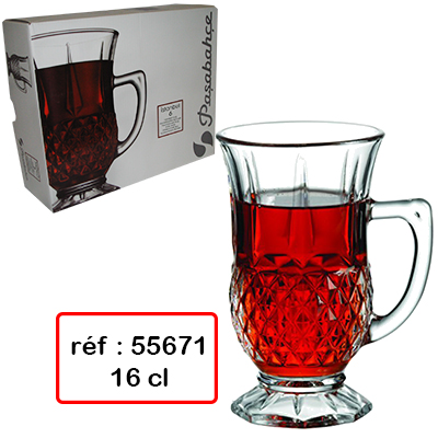 Lot De 6 Verres à Thé Turcs Pasabahce Keyif - 145ml Avec Anse, Design Transparent élégant