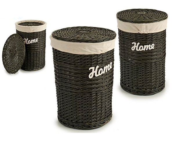 SET 2 PANIER A LINGE GRIS ROND
