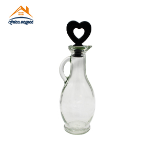 BOUTEILLE A HUILE A/ANSE+COUVERCLE COEUR NOIR