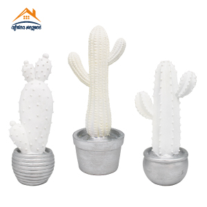 CACTUS RESINE BLANC ARGENTE 30 57688