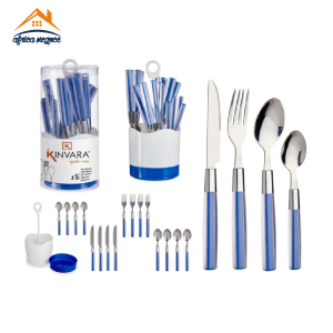 SET 16 COUVERTS A/MANCHE BLEU FONCE KINVARA 92345