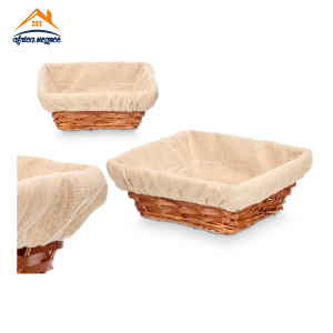 PANIER CARREE EN OSIER ET BOIS 94591 GIFT DECOR