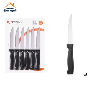 SET 6 COUTEAUX DENTELES POUR STEAK A/MANCHE NOIR 12930 KINVARA